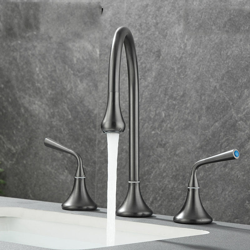 Avtoit | Double Handle Tub Spout Deck Mounted High Arc Brass Modern Roman Tub Spout