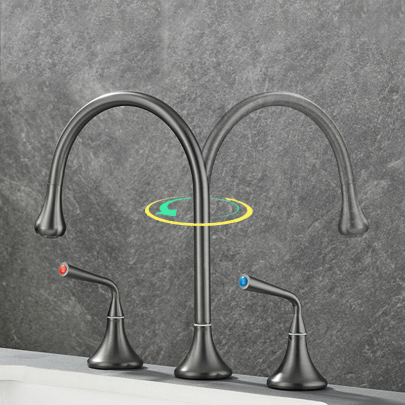 Avtoit | Double Handle Tub Spout Deck Mounted High Arc Brass Modern Roman Tub Spout