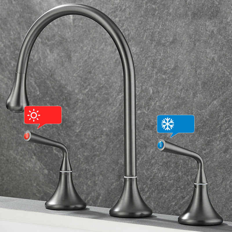 Avtoit | Double Handle Tub Spout Deck Mounted High Arc Brass Modern Roman Tub Spout