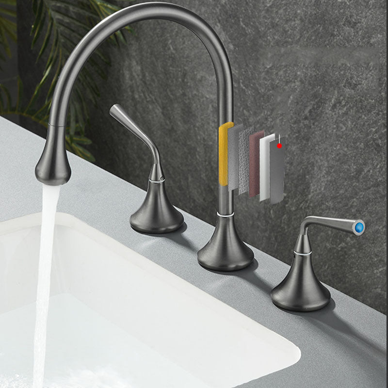 Avtoit | Double Handle Tub Spout Deck Mounted High Arc Brass Modern Roman Tub Spout