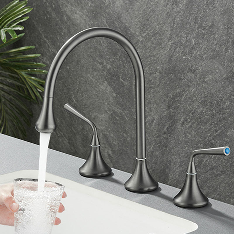 Avtoit | Double Handle Tub Spout Deck Mounted High Arc Brass Modern Roman Tub Spout
