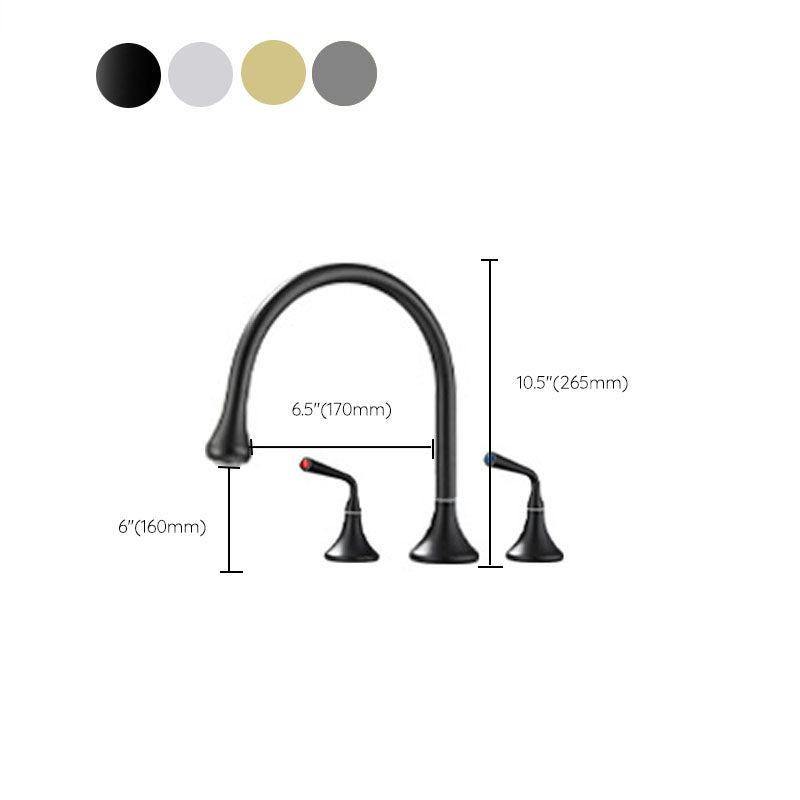 Avtoit | Double Handle Tub Spout Deck Mounted High Arc Brass Modern Roman Tub Spout