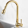 Avtoit | Brushed Gold Kitchen Faucet High Arc Swivel Spout with Pull-Down Spray Head