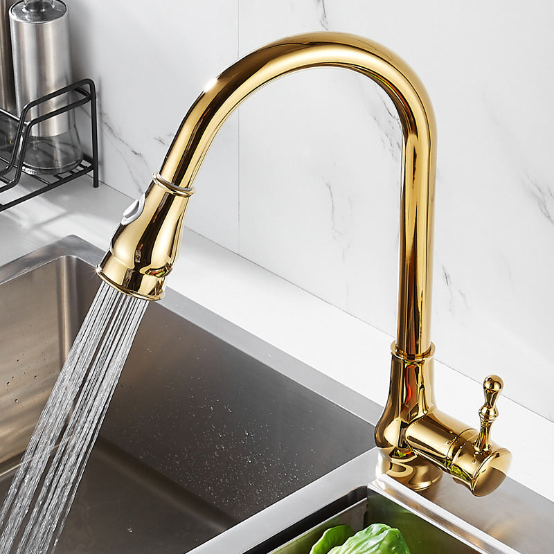 Avtoit | Brushed Gold Kitchen Sink Faucet High Arc Swivel Spout with Pull-Down Spray Head