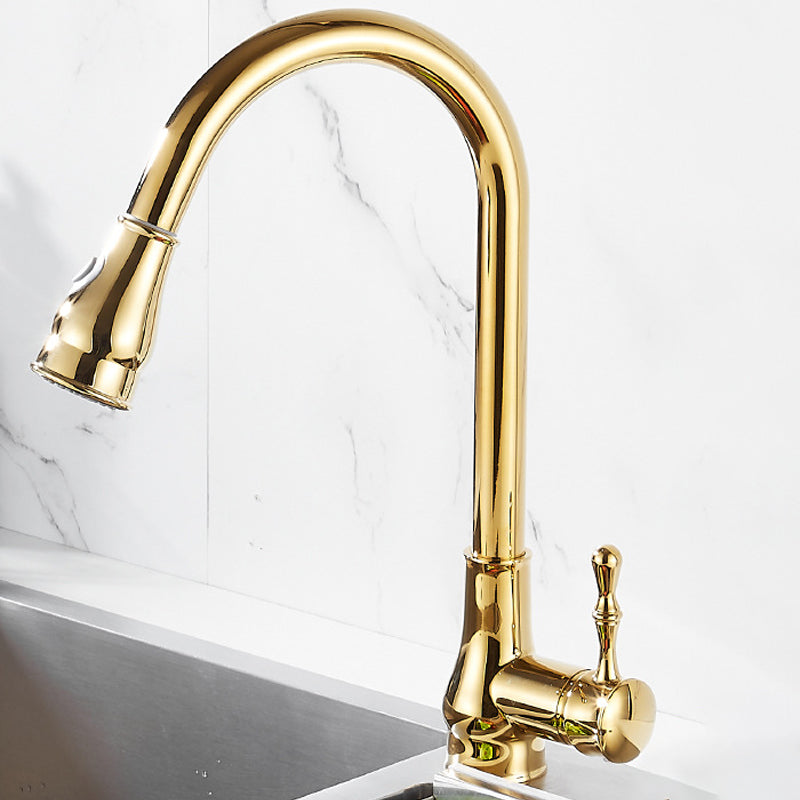 Avtoit | Brushed Gold Kitchen Faucet High Arc Swivel Spout with Pull-Down Spray Head