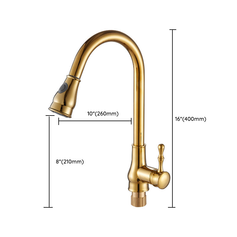 Avtoit | Brushed Gold Kitchen Faucet High Arc Swivel Spout with Pull-Down Spray Head
