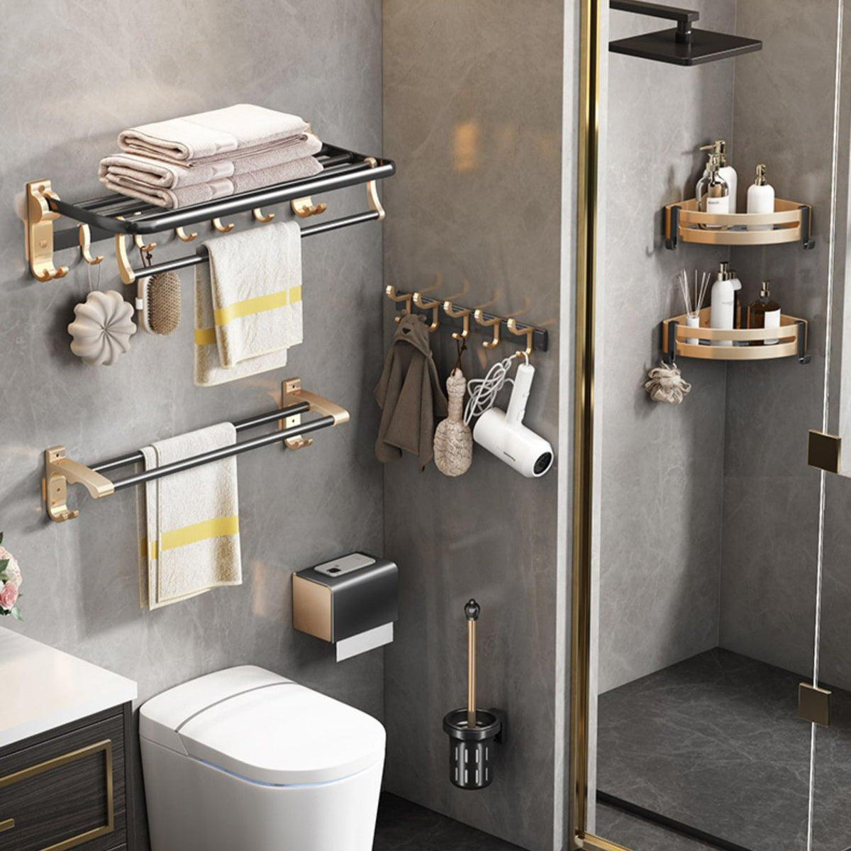 Avtoit | 7-piece traditional bathroom accessory set aluminum bathroom accessory set