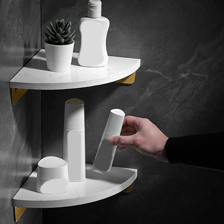 Avtoit | Marble 2-piece Bathroom Accessory Set Brushed Metal Bathroom Shelf