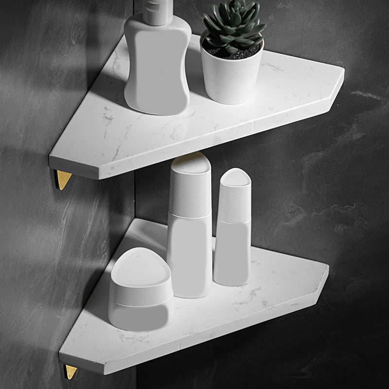 Avtoit | Marble 2-piece Bathroom Accessory Set Brushed Metal Bathroom Shelf
