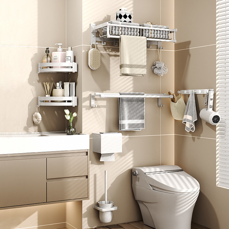 Avtoit | Modern style bathroom accessory set with bathroom shelf/towel rack/toilet brush in white