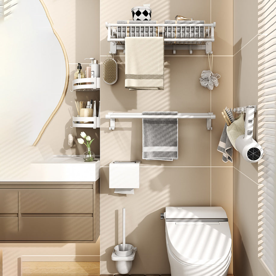 Avtoit | Modern style bathroom accessory set with bathroom shelf/towel rack/toilet brush in white