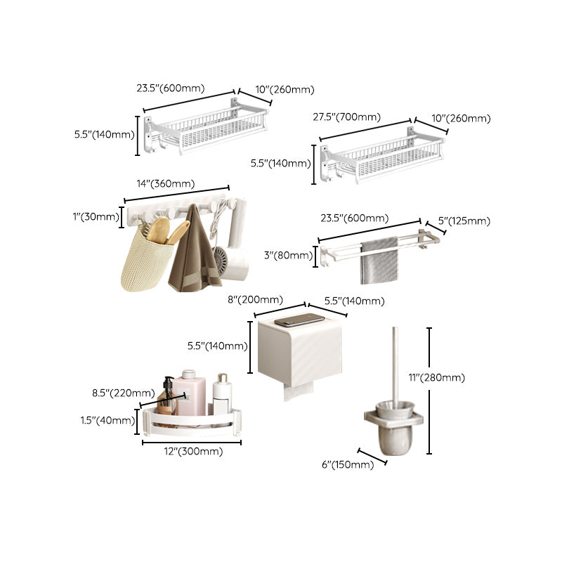 Avtoit | Modern style bathroom accessory set with bath shelf/towel holder/toilet brush in white