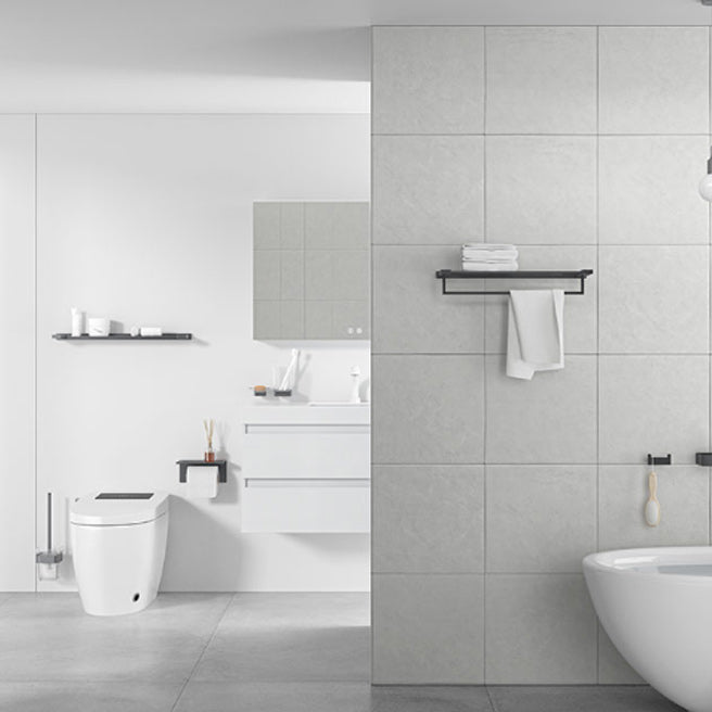 Avtoit | Gray contemporary bathroom accessory set Brushed gray bath shelf/toilet paper holder/towel bar