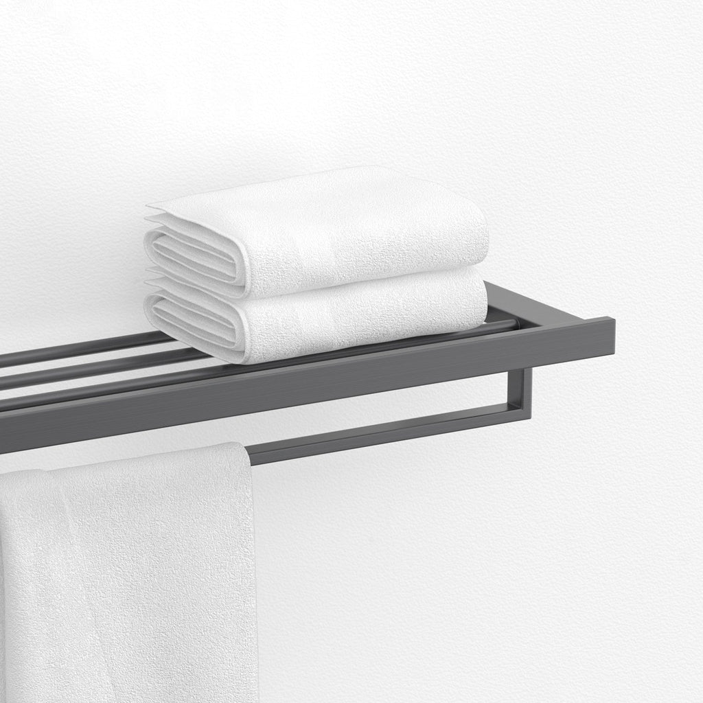 Avtoit | Gray contemporary bathroom accessory set Brushed gray bath shelf/toilet paper holder/towel bar
