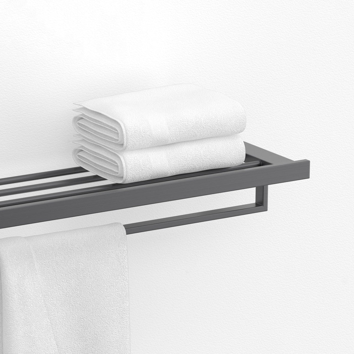 Avtoit | Gray contemporary bathroom accessory set Brushed gray bath shelf/toilet paper holder/towel bar