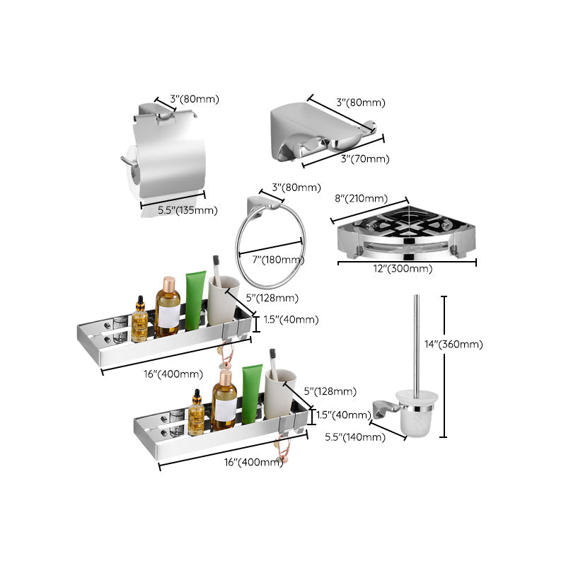 Avtoit | Silver Bathroom Accessories Hardware Set Modern Bathroom Accessories Kit