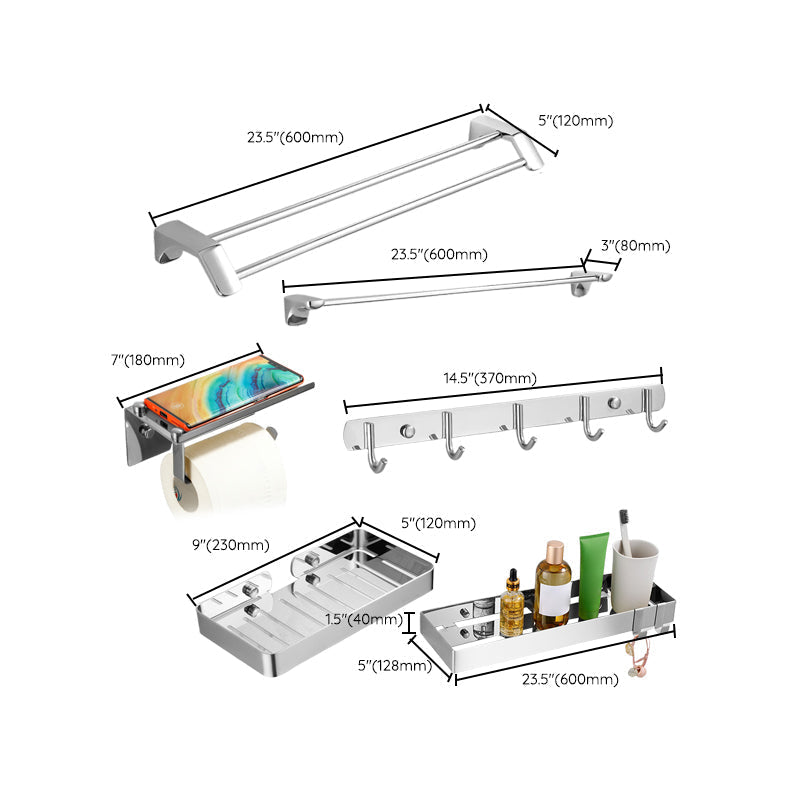 Avtoit | Silver Bathroom Accessories Hardware Set Modern Bathroom Accessories Kit