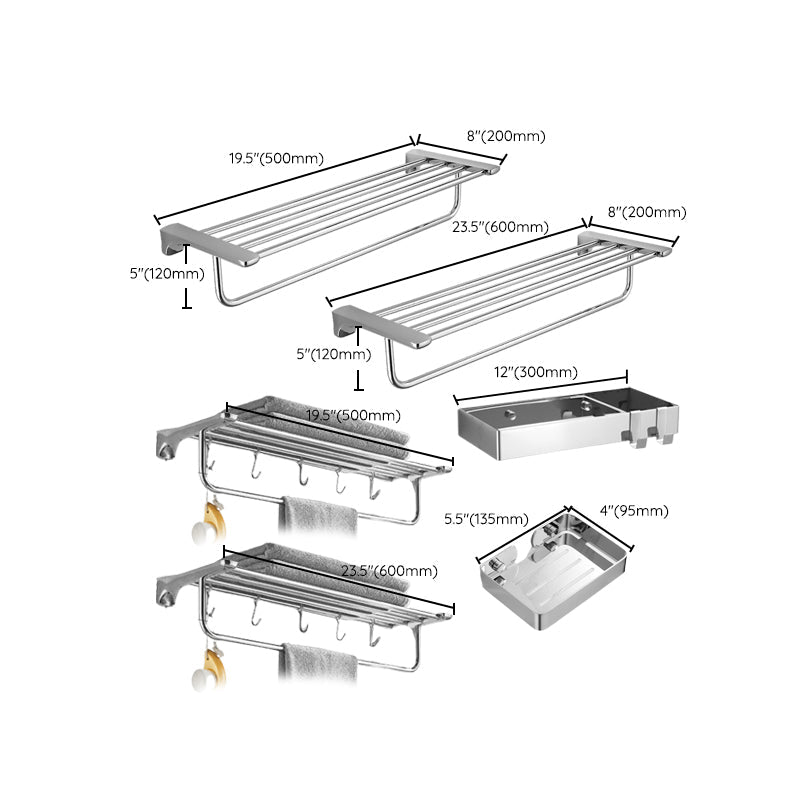 Avtoit | Silver Bathroom Accessories Hardware Set Modern Bathroom Accessories Kit