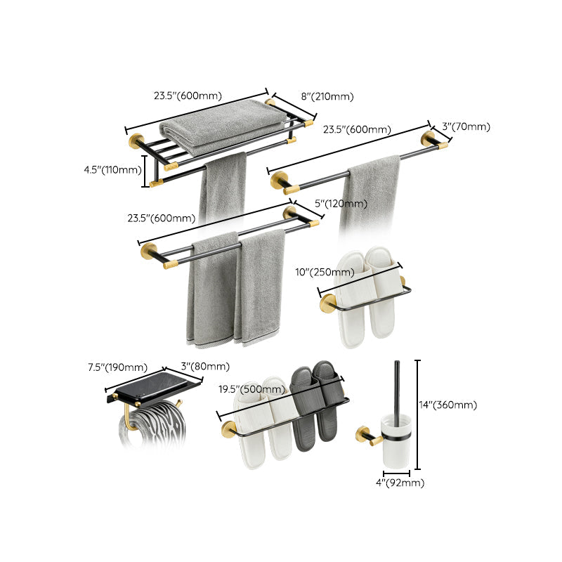 Avtoit | 5-piece modern bathroom accessory set made of black brass bathroom hardware