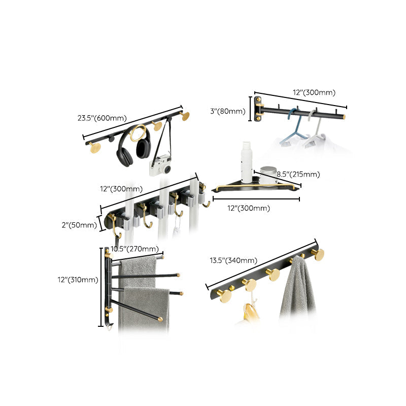 Avtoit | 5-piece modern bathroom accessory set made of black brass bathroom hardware