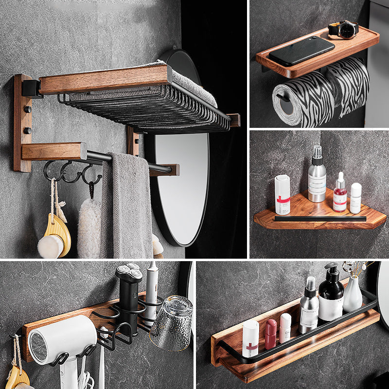 Avtoit | 7-piece bathroom accessory set wood and metal bathroom accessory hardware set