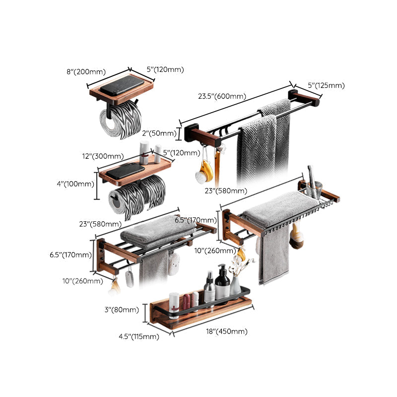 Avtoit | 7-piece bathroom accessory set wood and metal bathroom accessory hardware set