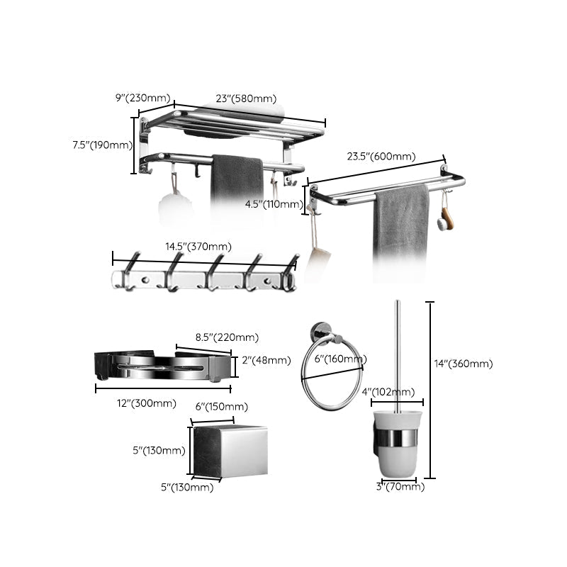 Avtoit | Modern Bathroom Accessories Set Silver Bathroom Accessories Hardware Set