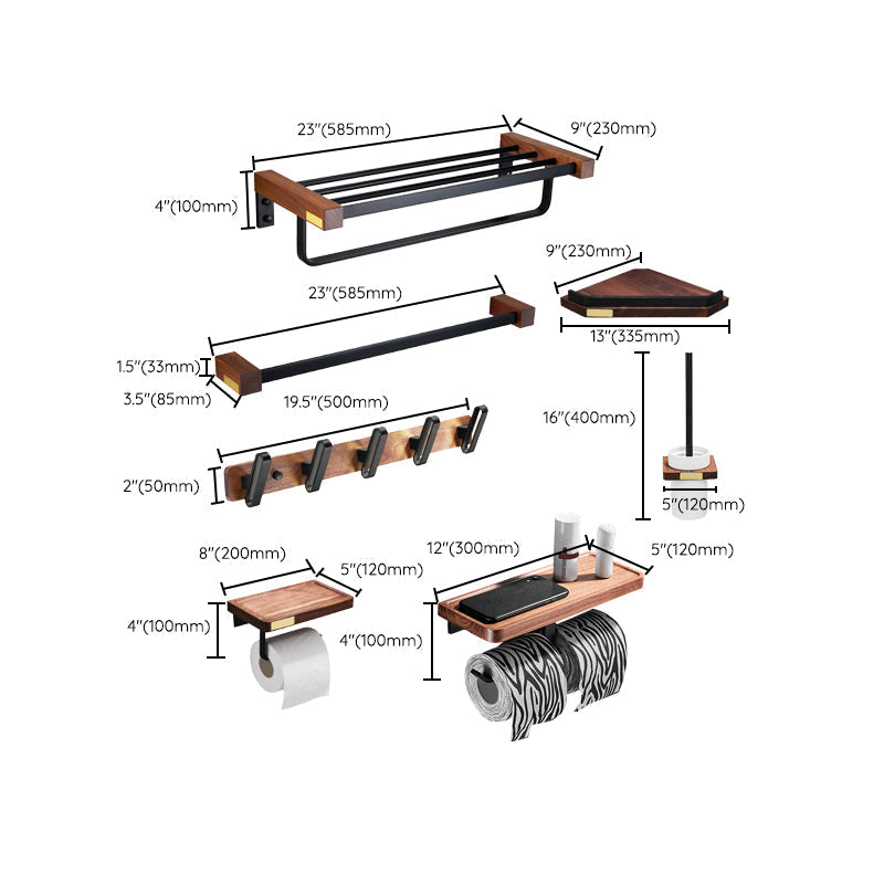 Avtoit | Metal Bathroom Accessories Set Walnut Brown Bathroom Accessories Set