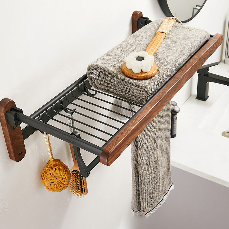 Avtoit | Walnut Brown Bathroom Accessory Set Metal Folding Bath Hardware Set