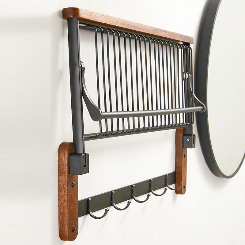 Avtoit | Walnut Brown Bathroom Accessory Set Metal Folding Bath Hardware Set
