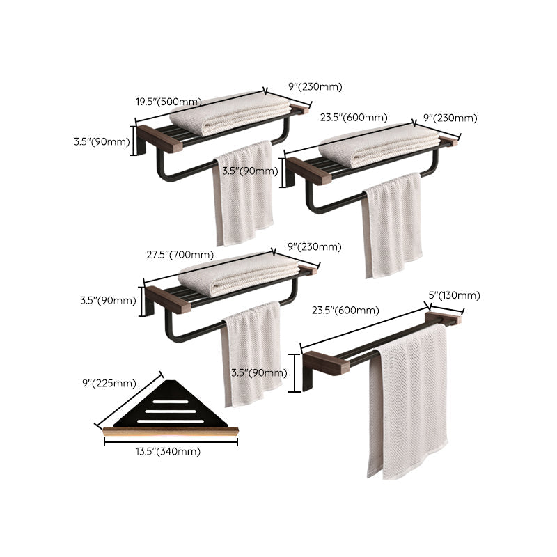 Avtoit | 7-piece bathroom accessory set metal bath set with wood accents