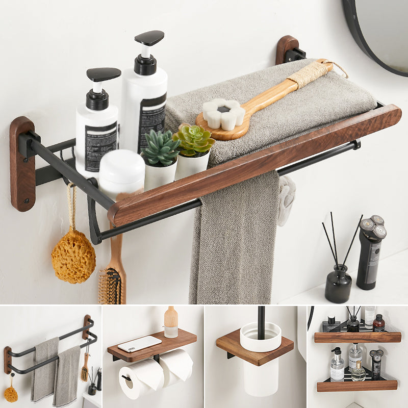 Avtoit | Solid Wood Bathroom Accessories Set Folding Metal Bathroom Accessories