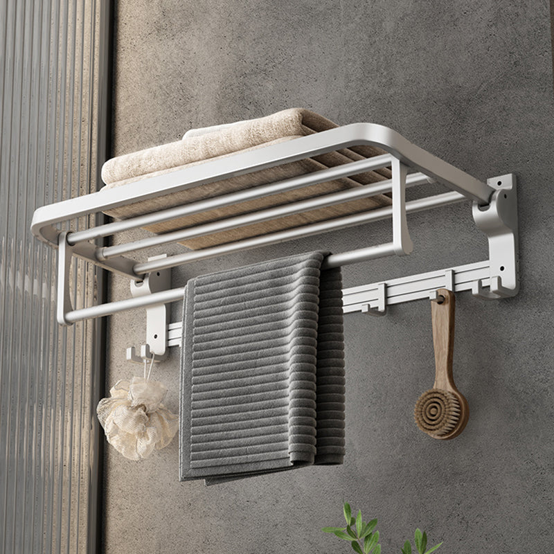 Avtoit | Contemporary Silver Metal Bathroom Fittings Set with Triangle Bathroom Shelf