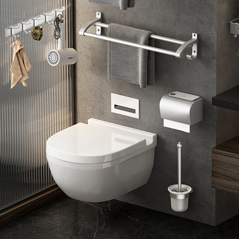 Avtoit | Contemporary Silver Metal Bathroom Fixture Set with Triangle Bathroom Shelf