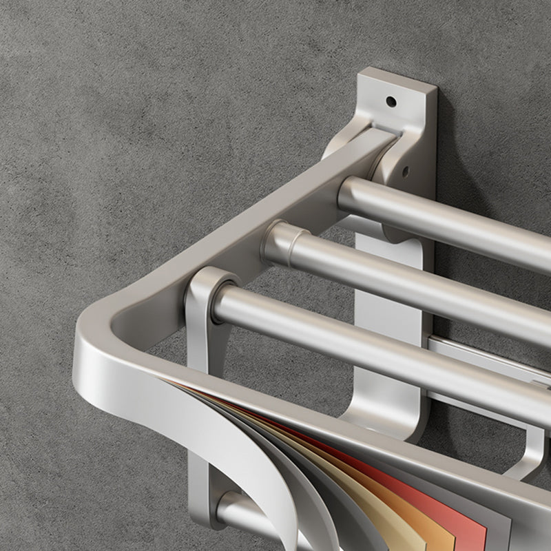 Avtoit | Contemporary Silver Metal Bathroom Fittings Set with Triangle Bathroom Shelf