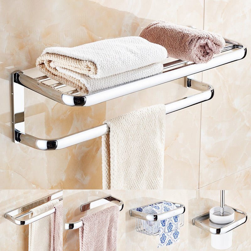 Avtoit | Contemporary silver bathroom set with bathroom shelf and towel rail