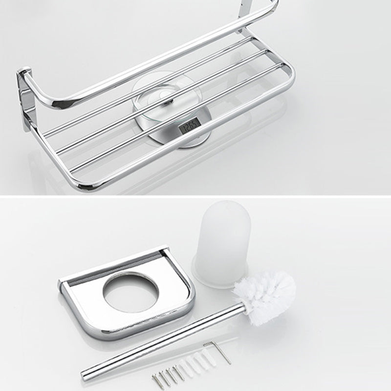 Avtoit | Contemporary silver bathroom set with bathroom shelf and towel rail