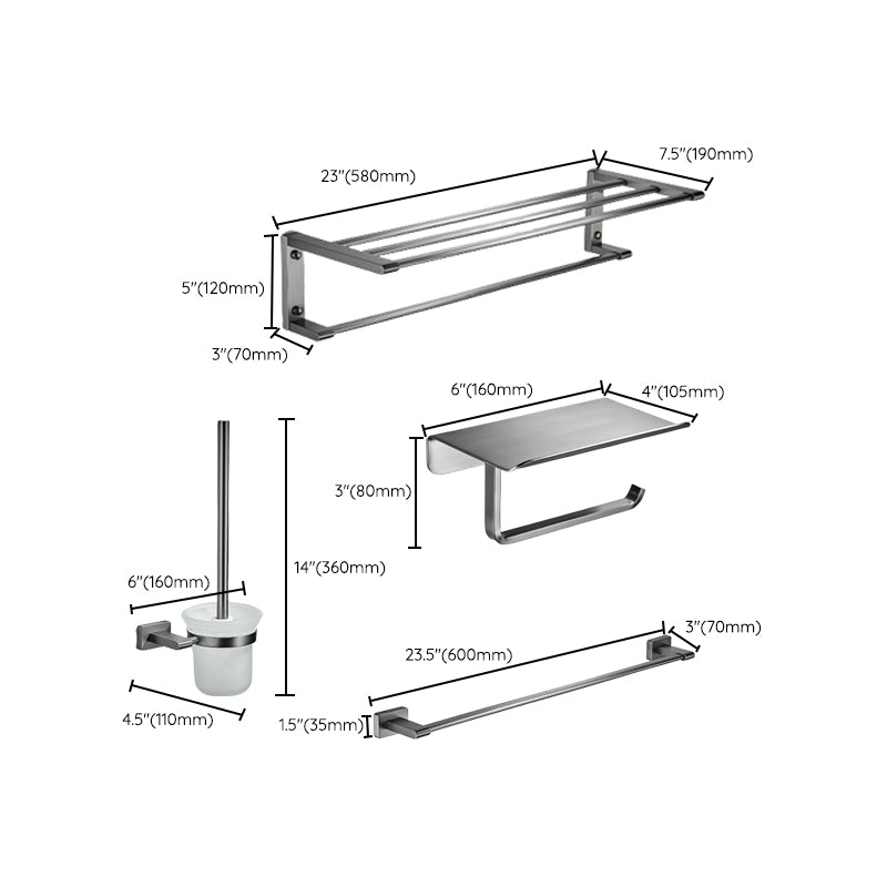 Avtoit | Matte Gray Bathroom Set Metal Bathroom Accessories Hardware Set