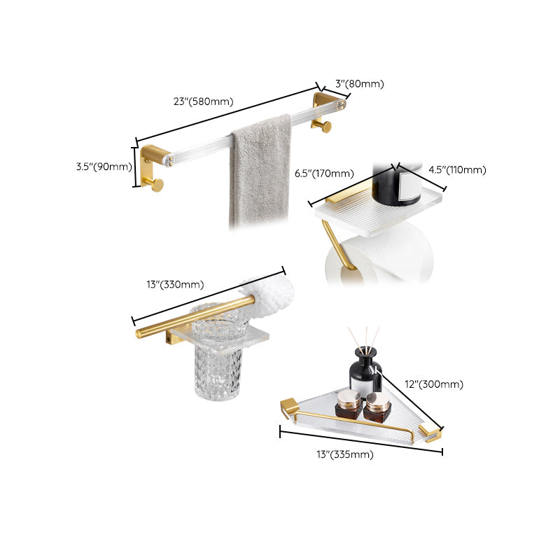 Avtoit | Bathroom Accessories Set in Gold Metal and Acrylic Bathroom Accessories Set