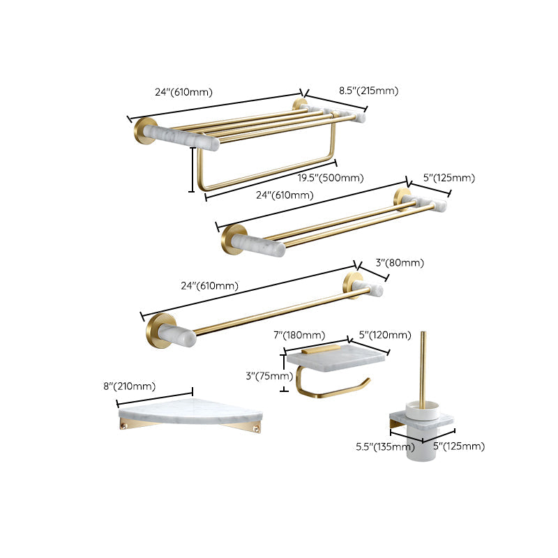 Avtoit | 7-piece bathroom accessory set marble and metal bathroom hardware
