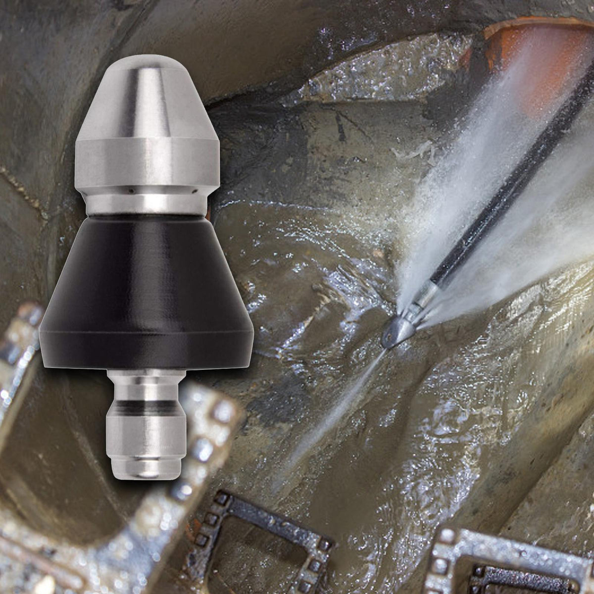 Avtoit | High-Pressure Drain Jetting Nozzle – Stainless Steel Sewer Cleaning Sprayer for Fast Pipe Unblocking