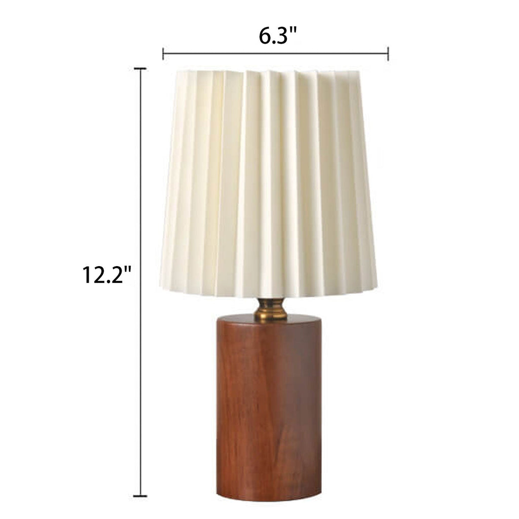 Avtoit | Vintage Korean Pleated Column Solid Wood Base 1-Light Table Lamp