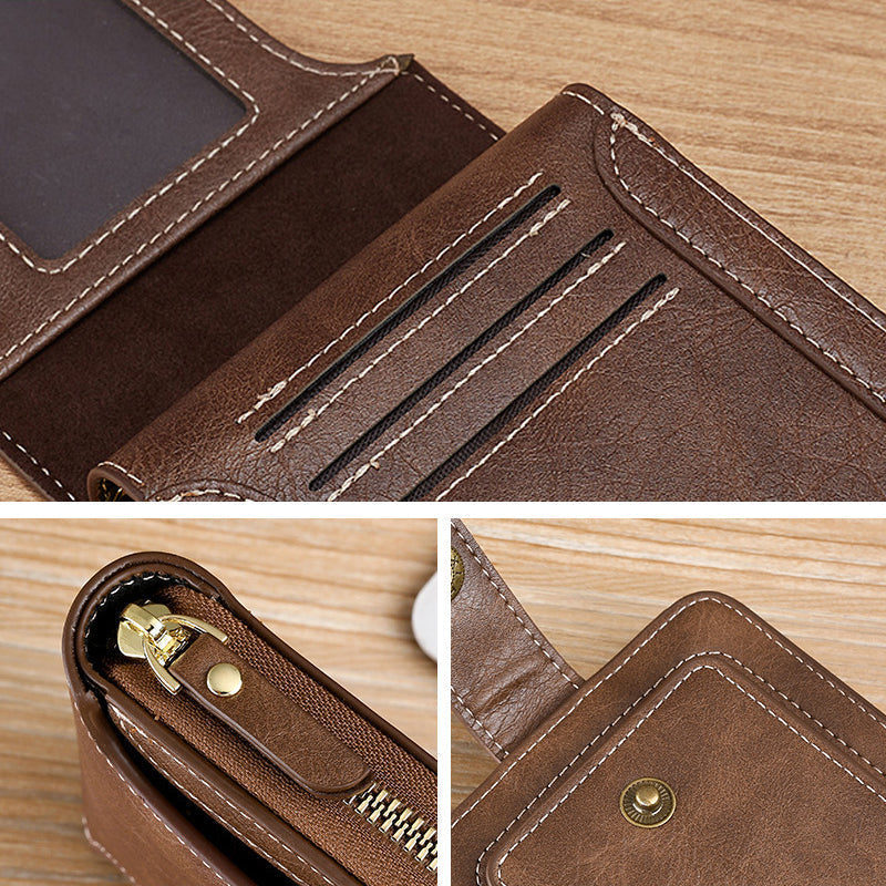 Avtoit | Men's New Short Fashion Multi-Cards Horizontal Zipper Wallet