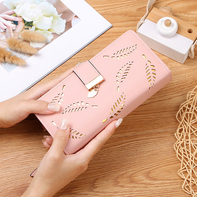 Avtoit | Long wallet for women with leaf pattern
