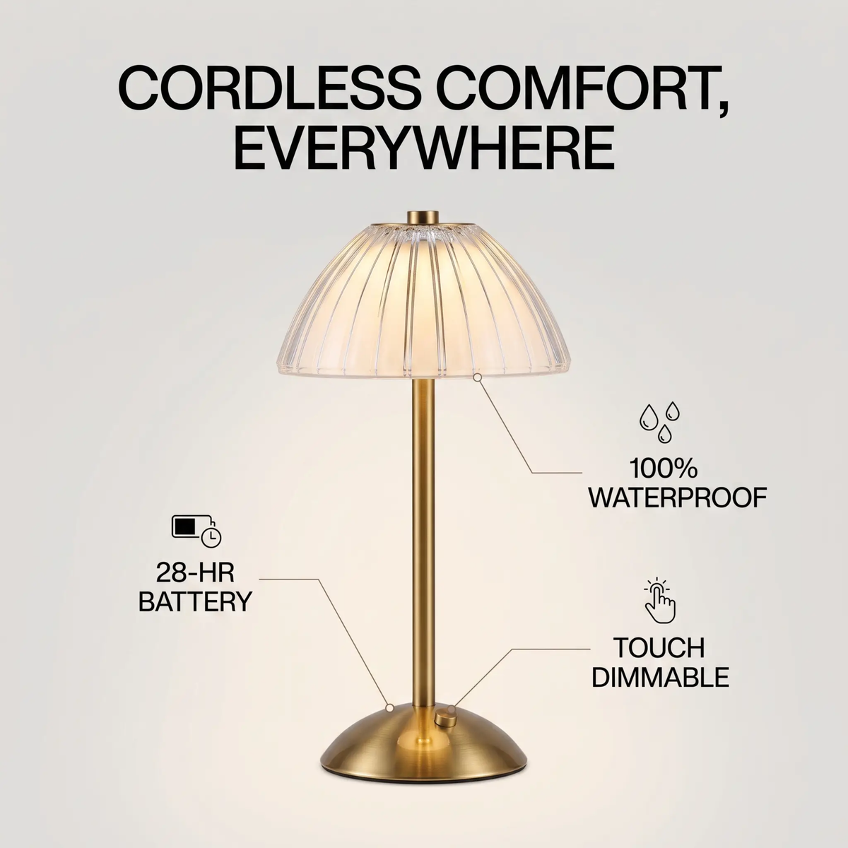 Avtoit | Luxe - Rechargeable Wireless Touch Table Lamp