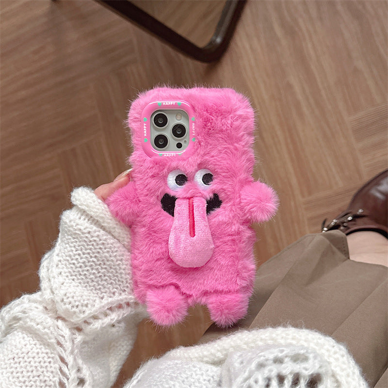 Avtoit | Funny Tongue Sticking Out Plush Phone Case For iPhone