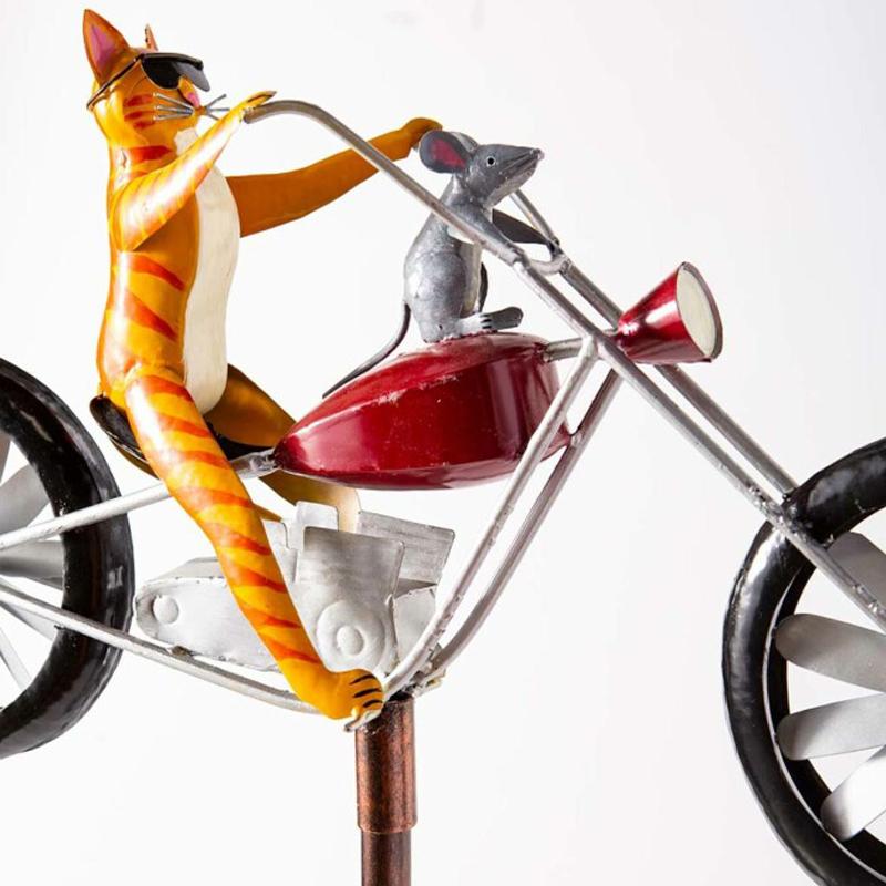 Handcrafted Animal Bicycle Wind Spinner with Recycled Metal Design
