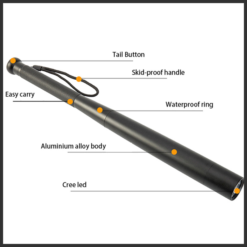 Avtoit | Baseball Bat Shaped LED Flashlight | Aluminum Alloy, 3 Lighting Modes | Emergency & Utility Use