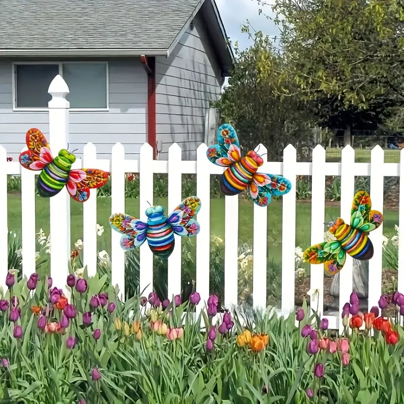 Avtoit | Iron Bee Art Sculpture Hanging Wall Decorations for Garden