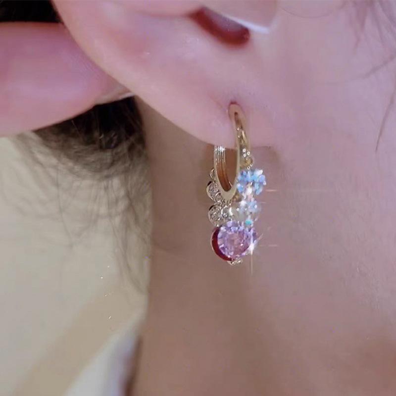 Avtoit | Gold Glitter Colorful Zircon Earrings